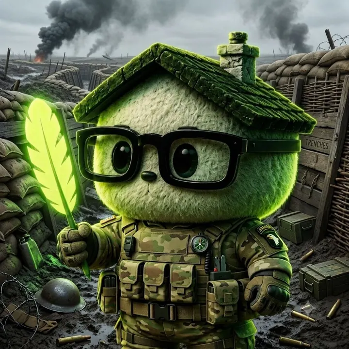 Close portrait of the PONS ARMY mascot in the trenches