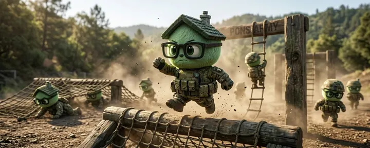 PONS ARMY recruits completing an obstacle course